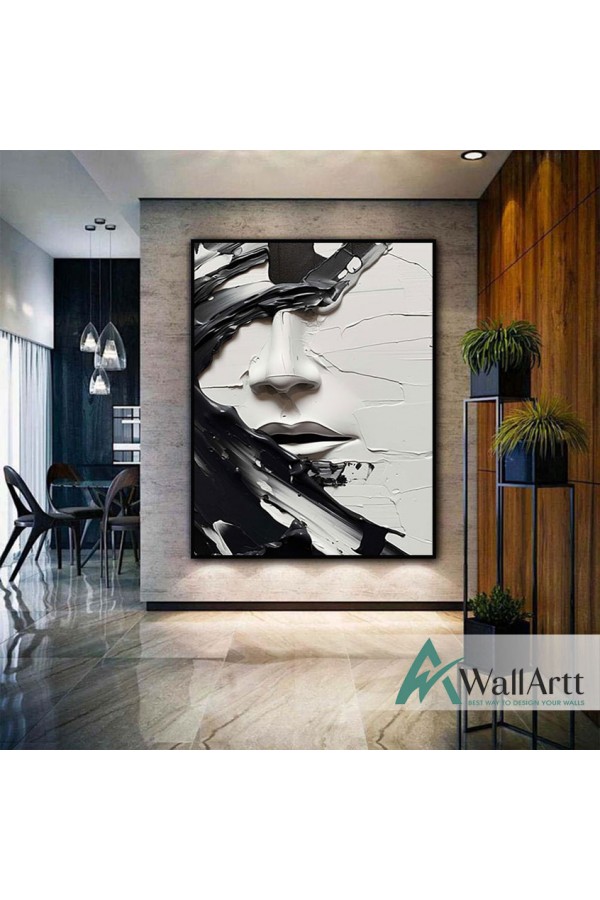 Abstract Human Face 3d Heavy Textured Partial Oil Painting